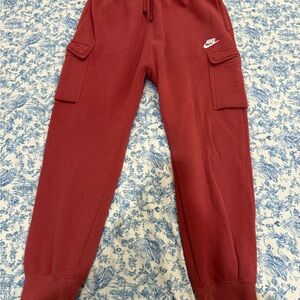 Nike Red Jogger Sweatpants with Elastic Cuffs